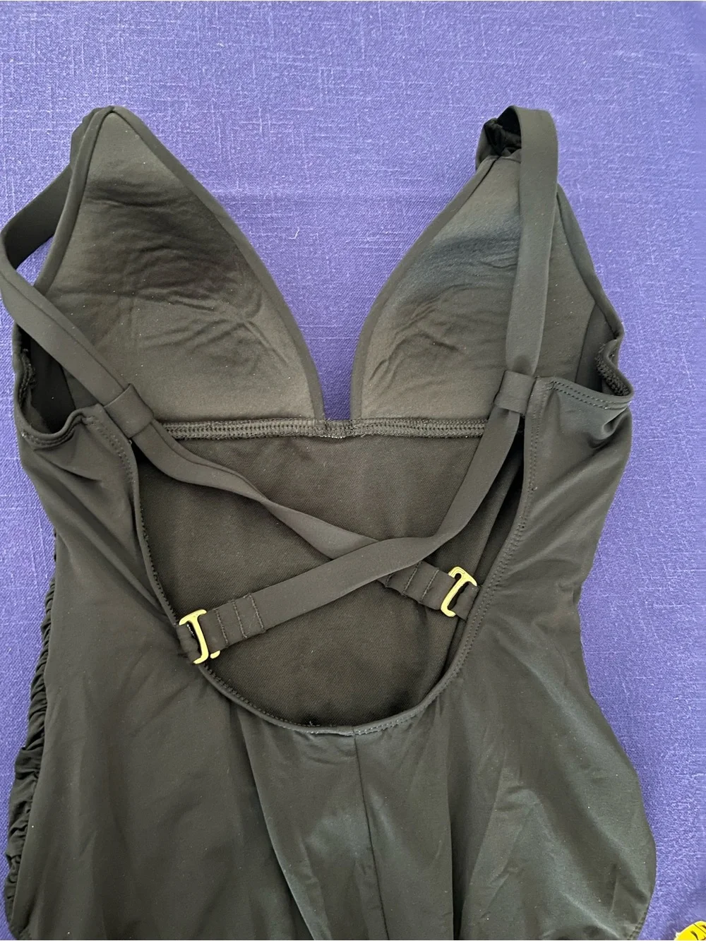 Black Ruched Slenderizing One-Piece Swimsuit - Picture 6 of 7